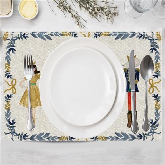 Nutcracker Table Placemats Set 4 Christmas Decor Xmas Holiday Decorations Gift - Picture 9 of 13